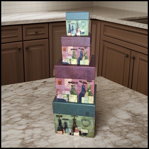 Bob’s Boxes Decorative Storage Nesting Box Set Wine Craft - Picture 3 of 5